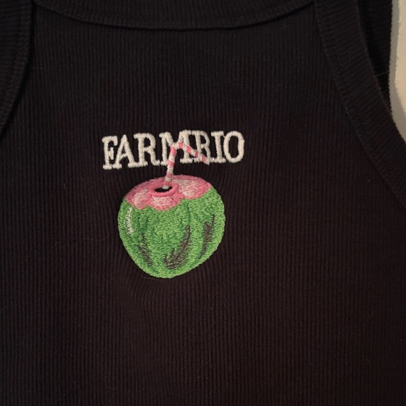 FARM Rio Black Tank Top with Green Apple Embroidery - Picture 2 of 3